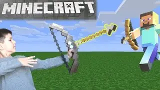 Minecraft Bow and Arrow review on kids channel SanSanychTV Майнкрафт Лук и Стрела обзор на русском