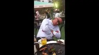 Sleeping Foreigner Falls Off Chair in Japan