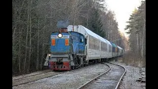 ТГМ4Б-0014 с грузовым поездом. Чеховское ППЖТ
