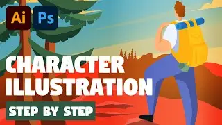 CHARACTER ILLUSTRATION from start to finish | Photoshop and Illustrator tutorial (Flat Design)