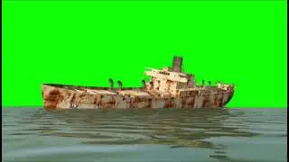 Green Screen - Sunken Ship in Sea