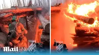 Azov Brigade light up Russian trench with heavy fire during intense forest gun battle