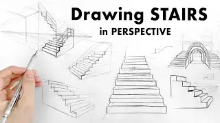 Practice PERSPECTIVE DRAWING with STAIRS! - Architectural Drawing