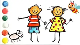 Easy Drawing for Kids | How to draw and paint boy and girl easy