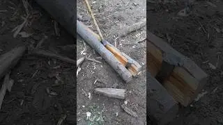 Chopping wood for fire