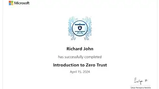 Microsoft AI Cloud Partner Program: Introduction to Zero Trust. Learning Achievement by Richard John