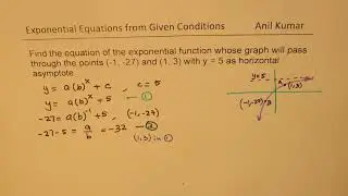 Exponential Equation horizontal asymptote y = 5 pasing through two points
