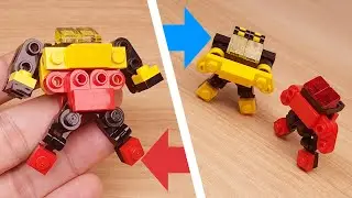 Mini LEGO brick robot transformer mech MOC - Updown Boys 