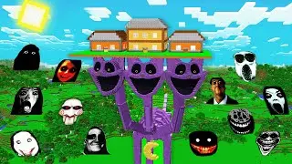 SURVIVAL CATNAP 3 HEAD with JEFF THE KILLER and 100 SCARY NEXTBOTS in Minecraft