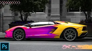 How to change colors and apply unique and creative design on a car in Adobe Photoshop?
