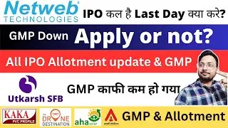 Netweb technologies IPO Apply or Not? | Utkarsh SFB IPO GMP | Drone destination IPO GMP | Kaka IPO