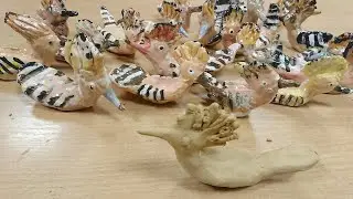 Лепка птички удод из глины.