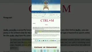 CTRL+M Shortcut Key | Keyboard Shortcut | Computer Shortcut keys | MS Office Shortcut Keys | MS Word
