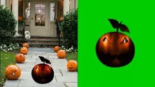 Green screen evil pumpkin. Green screen pumpkin. Scary pumpkin.
