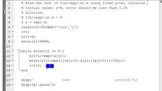 Fixed point iteration method (to find the root of the equation) using MATLAB