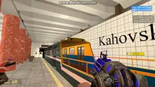 Грузовой поезд на станции Каховская Малиновой линии в Garry's Mod.