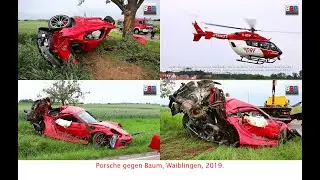 Porsche Cayman GT4 gegen Baum / vs Tree, K 1849 Waiblingen-Bittenfeld, 14.06.2019.