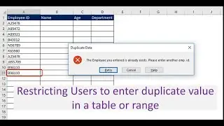 Restricting Users To Enter Duplicate Values in a Table or Range