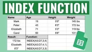 INDEX FUNCTION TUTORIAL IN GOOGLE SHEETS