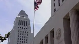 Los Angeles Downtown Federal Courthouse and Flag - FREE HD STOCK FOOTAGE!