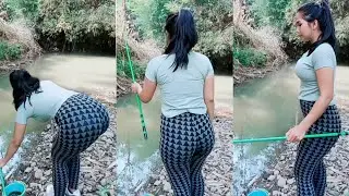 Bunda cantik mancing siang ikan gabus