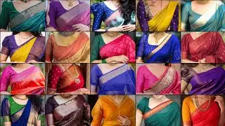 😍✨Beautiful Blouse Designs for Contrast Silk Sarees|Silk Saree Blouse Front Neck Designs😍|PART~6|