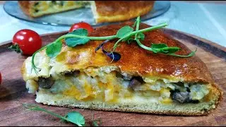 Pie with potatoes and mushrooms on kefir. Very fast and easy. My kitchen recipes