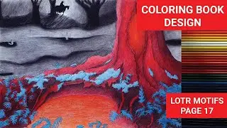 ⏩A SHORT CUT TO MUSHROOMS (17) How to color hellish scene with pencils. Coloring book design, LOTR