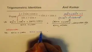 Trig Identity (1 + 2sinx cosx)/(sinx + cosx) = sinx + cosx