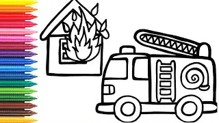 How to draw a fire truck and a house for Kids 🚒🔥 Bolalar uchun mashina va uyni qanday chizish mumkin