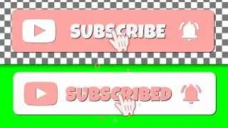 Cute aesthetic subscribe button with sound effect green screen, transparent background | pastel