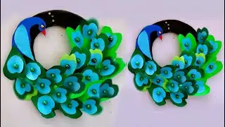 how to make beautiful wall decoration peacock craft with paper / wall hanging peacock / peacock