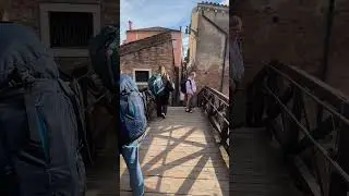 First bridge crossing in Venice with the family