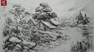 How To Draw and Shade A Landscape With Pencils By Paintlane