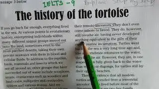 ielts reading tips THE HISTORY OF TORTOISE | IELTS-9| Academic Reading PSG-3