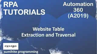 RPA tutorial, RPA Use Case - Website Table Extraction or Traversal in Automation 360 or A2019
