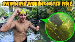 Swimming with My MONSTER FISH in 4,000G POND!!