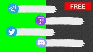 Free Social Media Lower Thirds green screen, alpha channel: Telegram, Twitch, Discord, Twitter