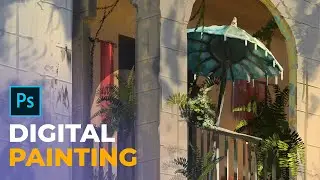 Stylized Digital Painting | Landscape Speedpaint | Architecture Painting - Paint with me!