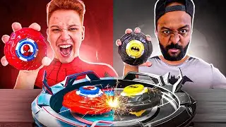 BEYBLADE DOS SUPER HEROIS!! (HOMEM ARANHA, SUPER MAN, BATMAN)