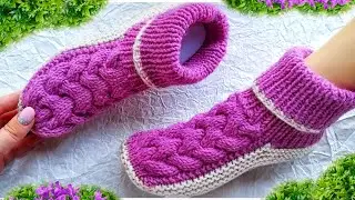 САМЫЕ КРАСИВЫЕ, УДОБНЫЕ СЛЕДКИ СПИЦАМИ. 👍Бесшовные следки с шикарной, объёмной косой