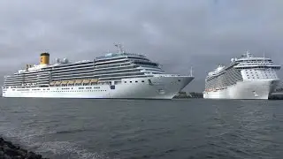 4K | Giant Cruise Ship Parade at Port Rostock Warnemuende