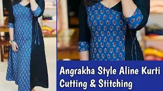 Angrakha Style Aline Kurti Cutting and Stitching/ എളുപ്പത്തിൽ സ്റ്റിച്ച് ചെയ്യാൻ പഠിച്ചാലോ/