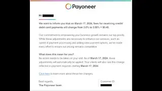 Payoneer Fees for receiving credit/debit card payments increased