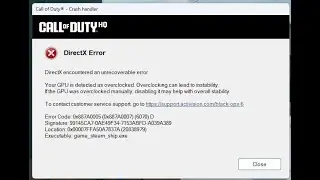 🔫 COD DirectX Unrecoverable Error - fix