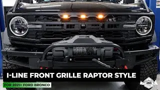 IAG I-Line Front Grille Matte Black Raptor Style for 2021+ Ford Bronco