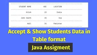 Display Student Data in Tabular format | Student details program in Java console application