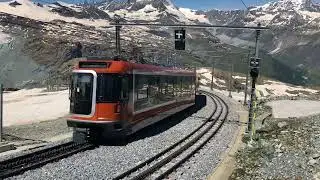 Trains along the Gornergrat Mountain Railway in Zermatt