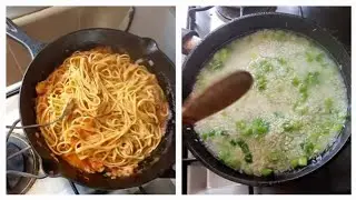 Preparando  Macarrones con Pollo.