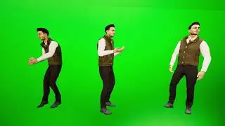 Man on green screen (idle, talking & dancing) 5m loop